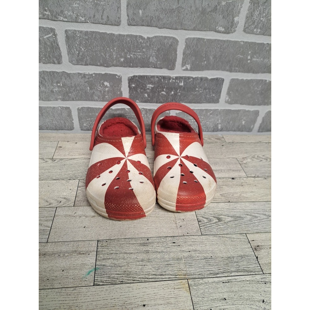 Crocs Classic Lined Holiday Candy Cane Clogs‎ Shoes Unisex Size Junior  3